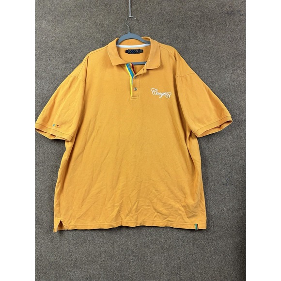 Coogi Polo Shirt Mens 4XL Mustard Yellow Embroidered Script Logo Short Sleeve - Picture 1 of 11